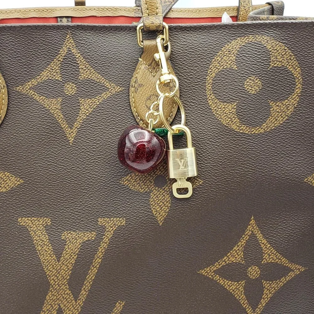 Authentic Louis Vuitton Lock & Key with Unbranded Apple Charm, Keychain